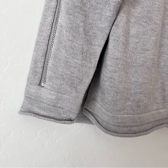French Connection Grey Zip Long Sleeves Mock Neck Roll Hem Sweater Tunic Sz XS - Picture 4 of 8